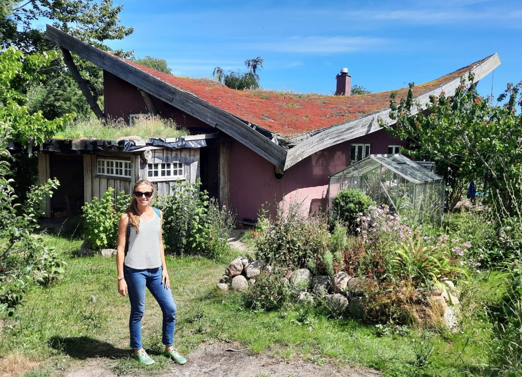 Cynthia visiting Friland Ecovillage in Denmark, an intentional community