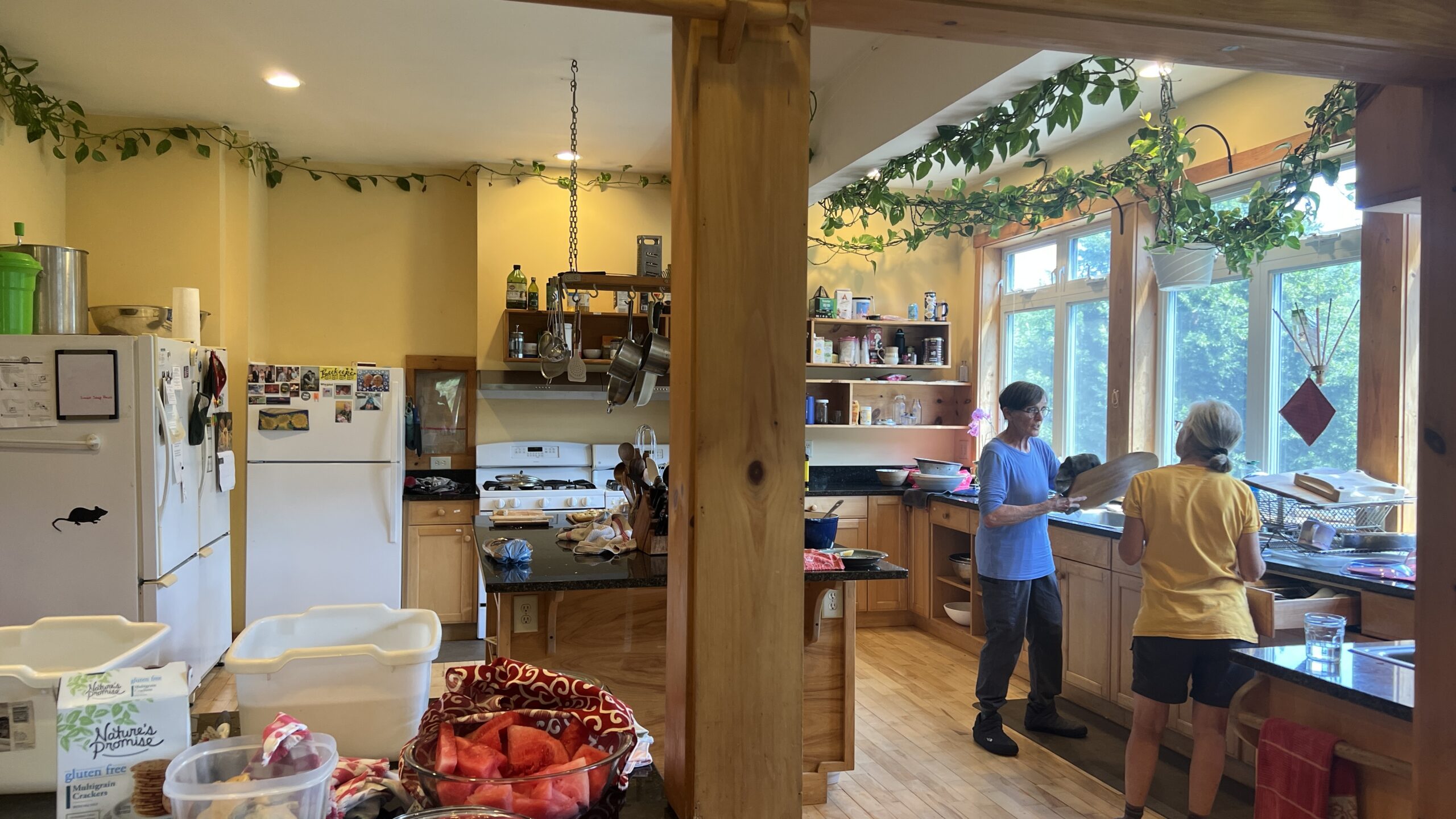 Residents of Cobb Hill Cohousing practicing good participation during clean up time.